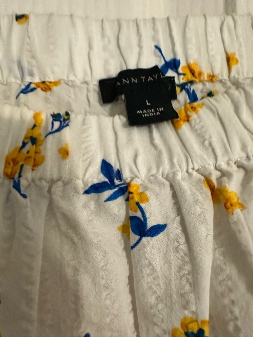 Ann Taylor White Mini Skirt with Yellow and Blue Floral Print